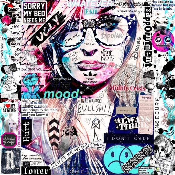 “Borderline” – Original Digital Collage Pop Art Canvas Punk/Emo Aesthetic - Picture 2 of 13
